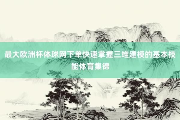 最大欧洲杯体球网下单快速掌握三维建模的基本技能体育集锦