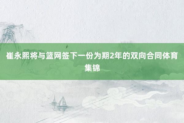 崔永熙将与篮网签下一份为期2年的双向合同体育集锦